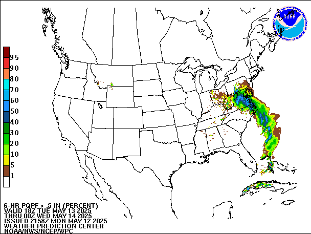 6-Hour PQPF valid 00Z May 14, 2025