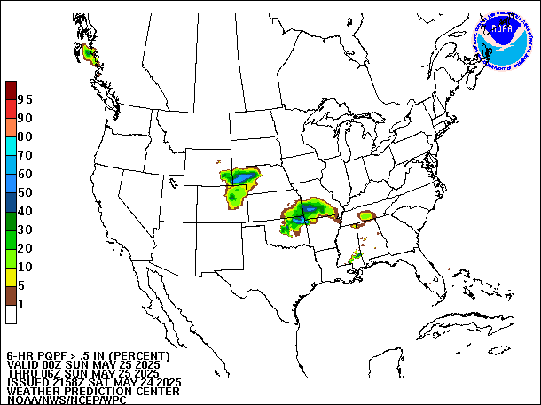 6-Hour PQPF valid 06Z May 25, 2025