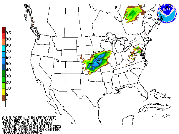 6-Hour PQPF valid 06Z June 18, 2025