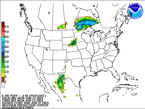 6-Hour PQPF valid 06Z June 23, 2025