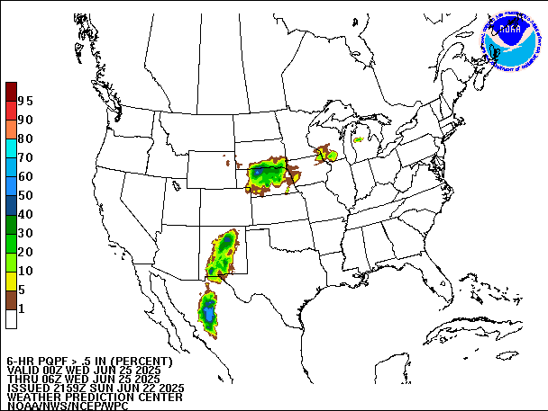 6-Hour PQPF valid 06Z June 25, 2025
