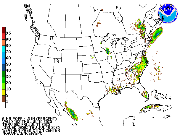6-Hour PQPF valid 00Z July 11, 2025