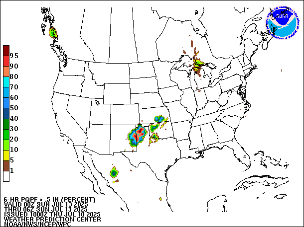 6-Hour PQPF valid 06Z July 13, 2025