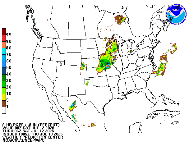 6-Hour PQPF valid 06Z July 12, 2025