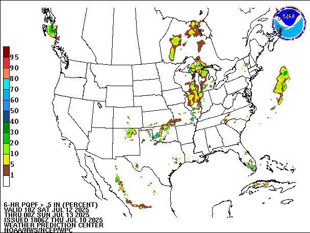 6-Hour PQPF valid 00Z July 13, 2025