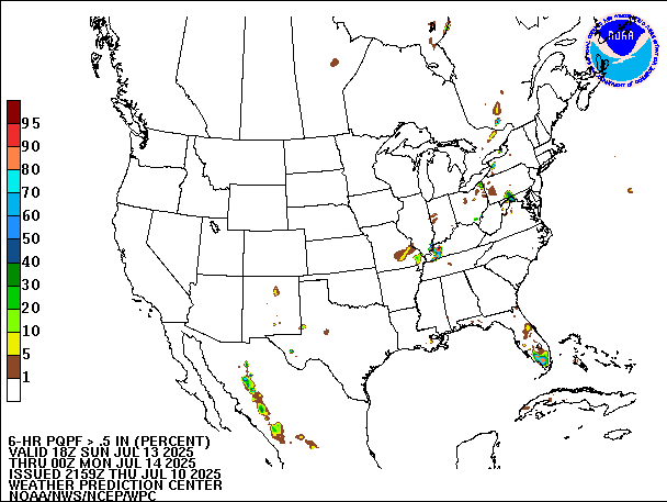 6-Hour PQPF valid 00Z July 14, 2025