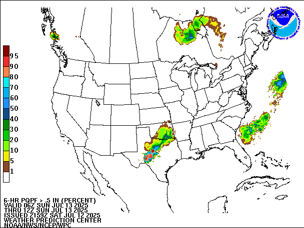 6-Hour PQPF valid 12Z July 13, 2025