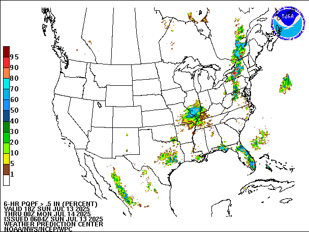 6-Hour PQPF valid 00Z July 14, 2025