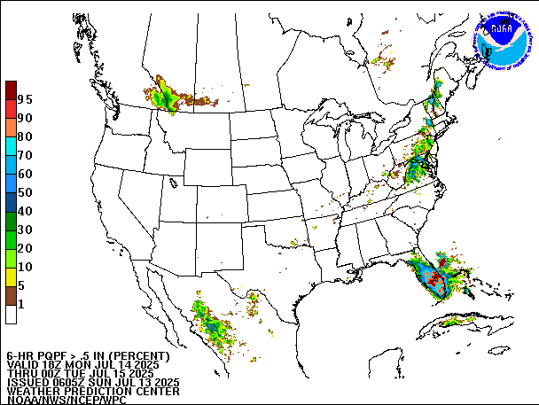 6-Hour PQPF valid 00Z July 15, 2025