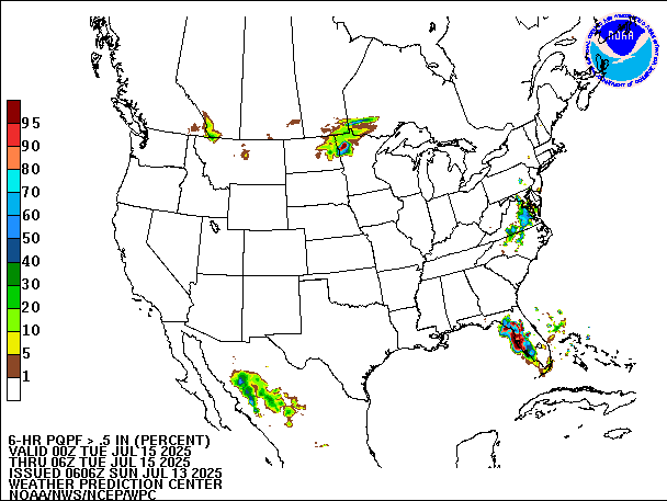 6-Hour PQPF valid 06Z July 15, 2025
