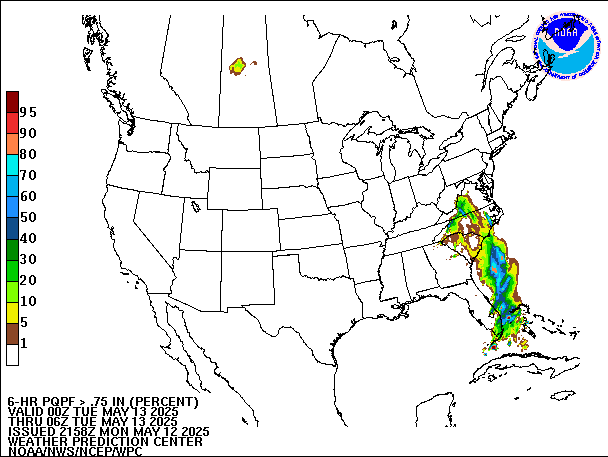 6-Hour PQPF valid 06Z May 13, 2025
