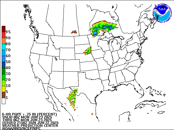 6-Hour PQPF valid 06Z June 23, 2025