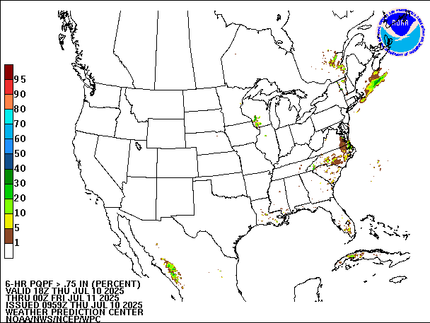 6-Hour PQPF valid 00Z July 11, 2025
