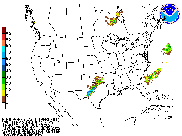 6-Hour PQPF valid 12Z July 13, 2025