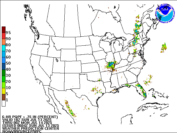 6-Hour PQPF valid 00Z July 14, 2025