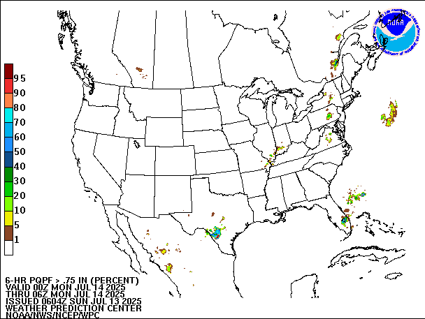 6-Hour PQPF valid 06Z July 14, 2025