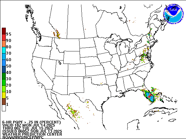 6-Hour PQPF valid 00Z July 15, 2025