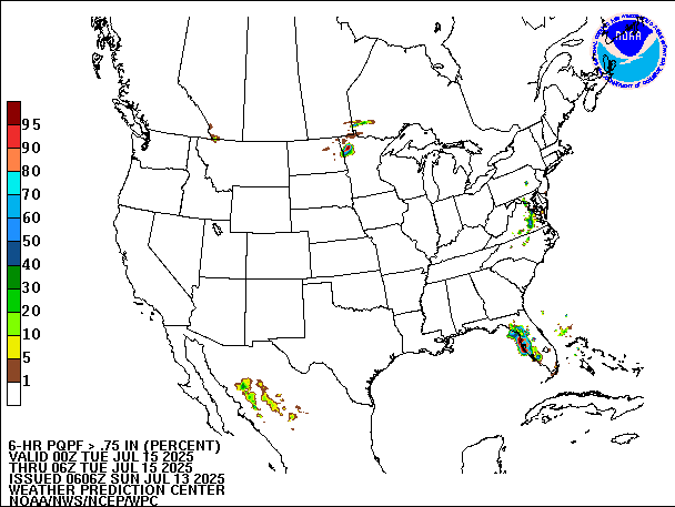 6-Hour PQPF valid 06Z July 15, 2025