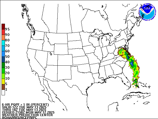 6-Hour PQPF valid 18Z May 13, 2025