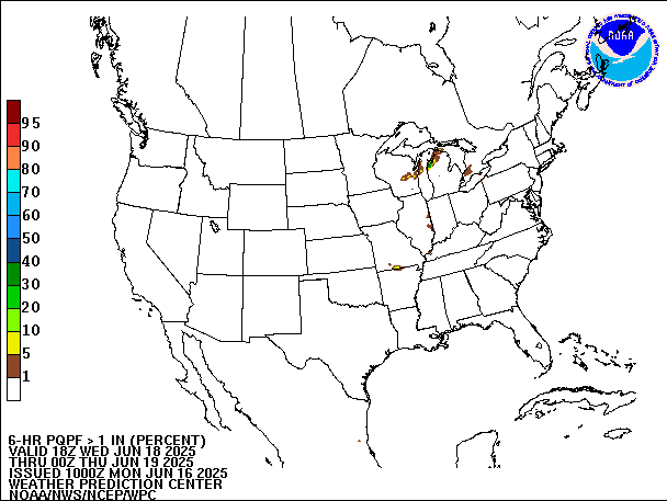 6-Hour PQPF valid 00Z June 19, 2025