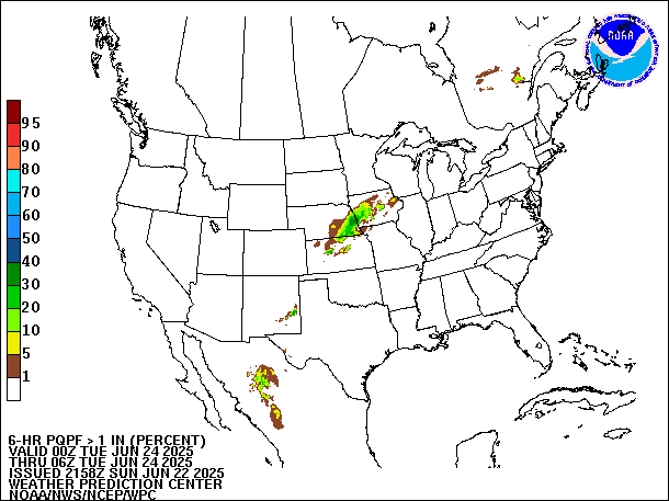 6-Hour PQPF valid 06Z June 24, 2025