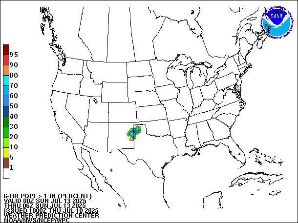 6-Hour PQPF valid 06Z July 13, 2025