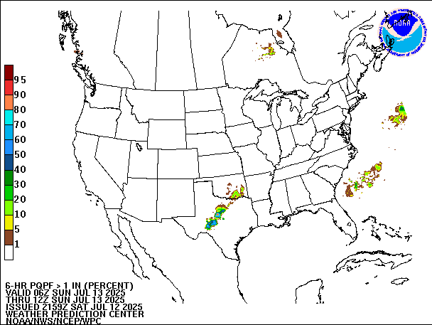 6-Hour PQPF valid 12Z July 13, 2025
