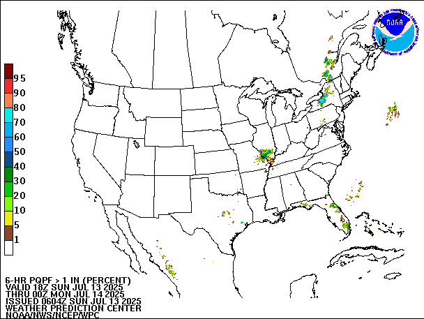 6-Hour PQPF valid 00Z July 14, 2025