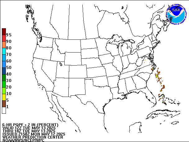 6-Hour PQPF valid 18Z May 13, 2025