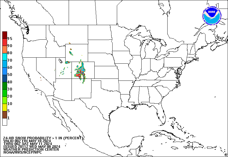 Day 2 probability of snow >1 inch