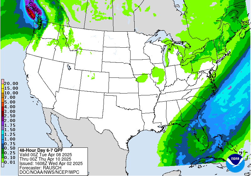 Days 6-7 Rainfall amount forecast