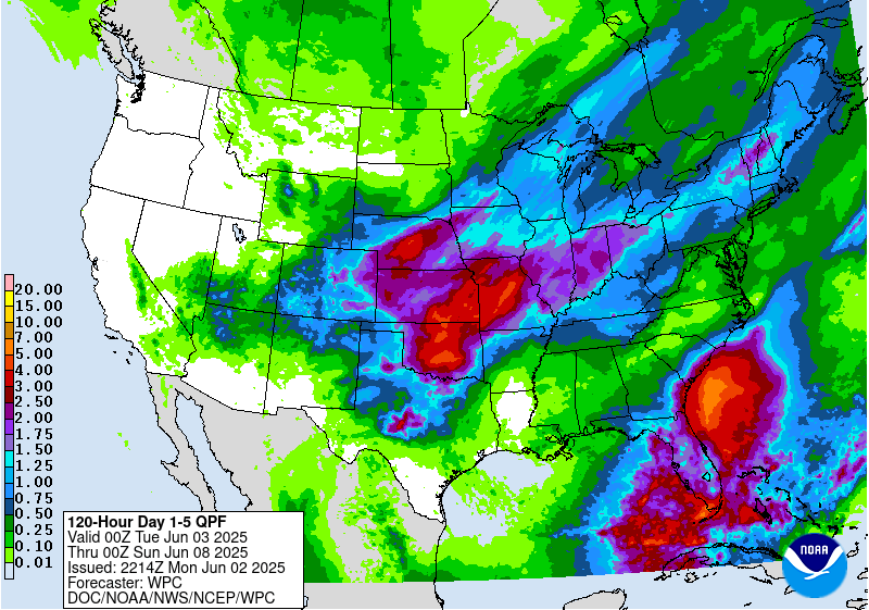 5 Day Rainfall Forecast