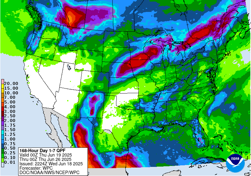 Seven Day WPC Quantitative precipitation forecast