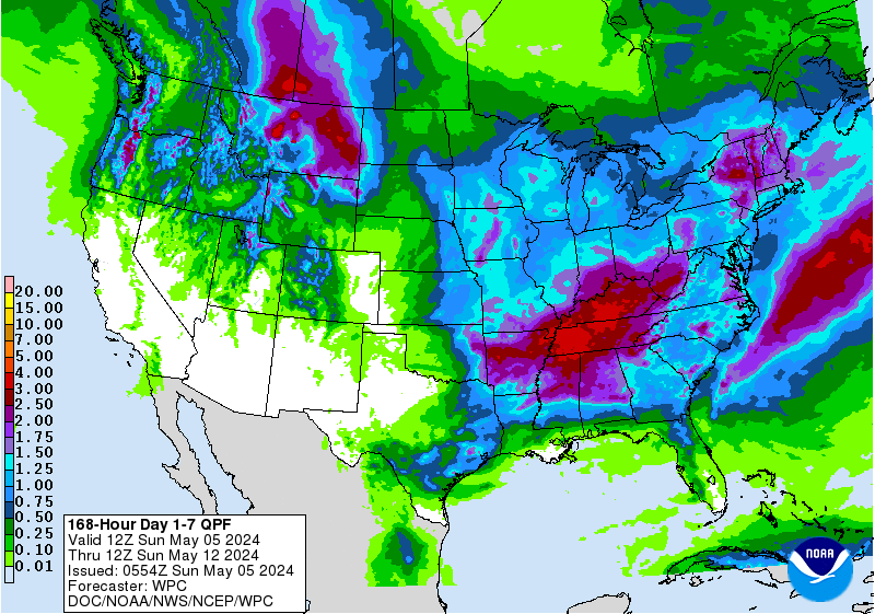 7 day precipitation totals for CA are HUGE! Image: NOAA Today