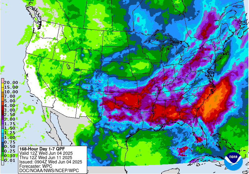 7 day precipitation totals for CA are HUGE! Image: NOAA Today