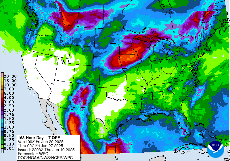 7 day precipitation totals for the United States. Image: NOAA Today