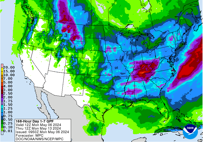 7 day precipitation totals for California. Image: NOAA