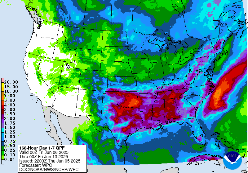 7 day precipitation totals. Image: NOAA