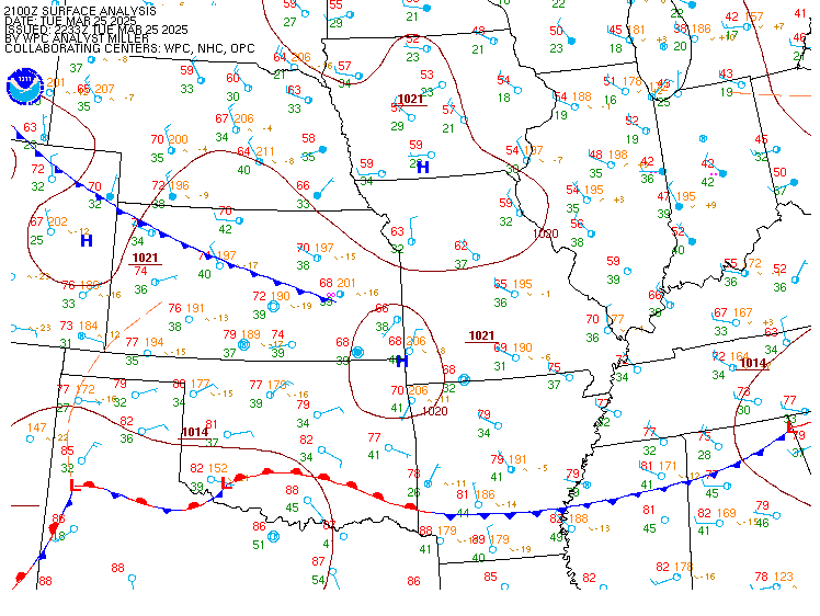 current surface weather in the central US