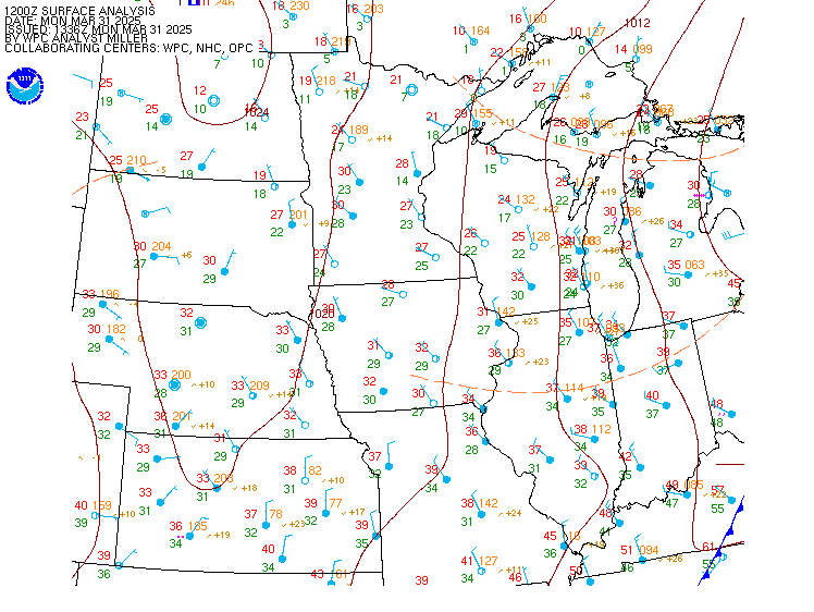 Midwest surface map