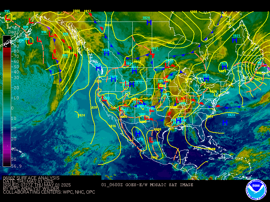 NWS North Surface Weather Map