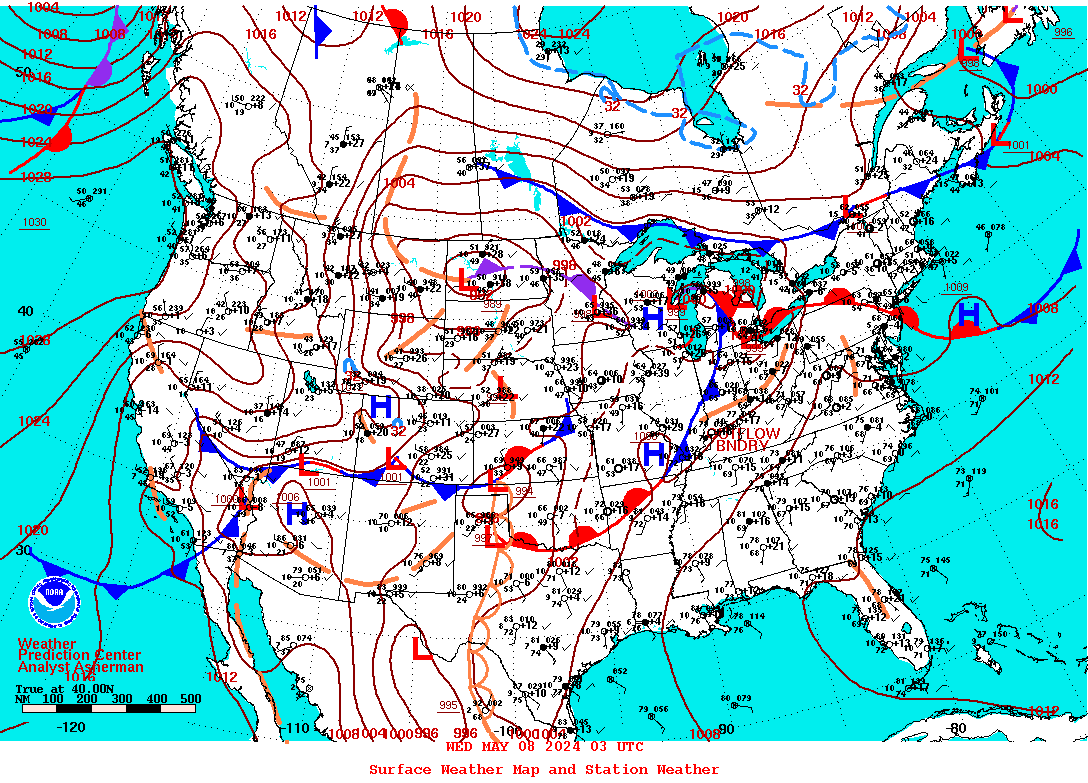 NCEP Surface Fronts Map