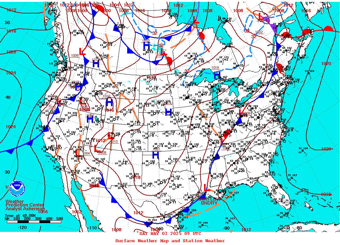 NCEP Surface Fronts Map