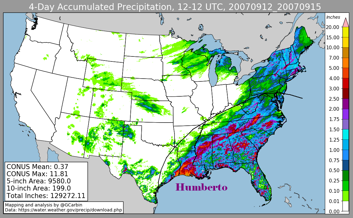 Humberto (2007) Storm Total Rainfall