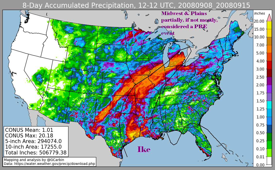 Storm Total Rainfall for Ike (2008)