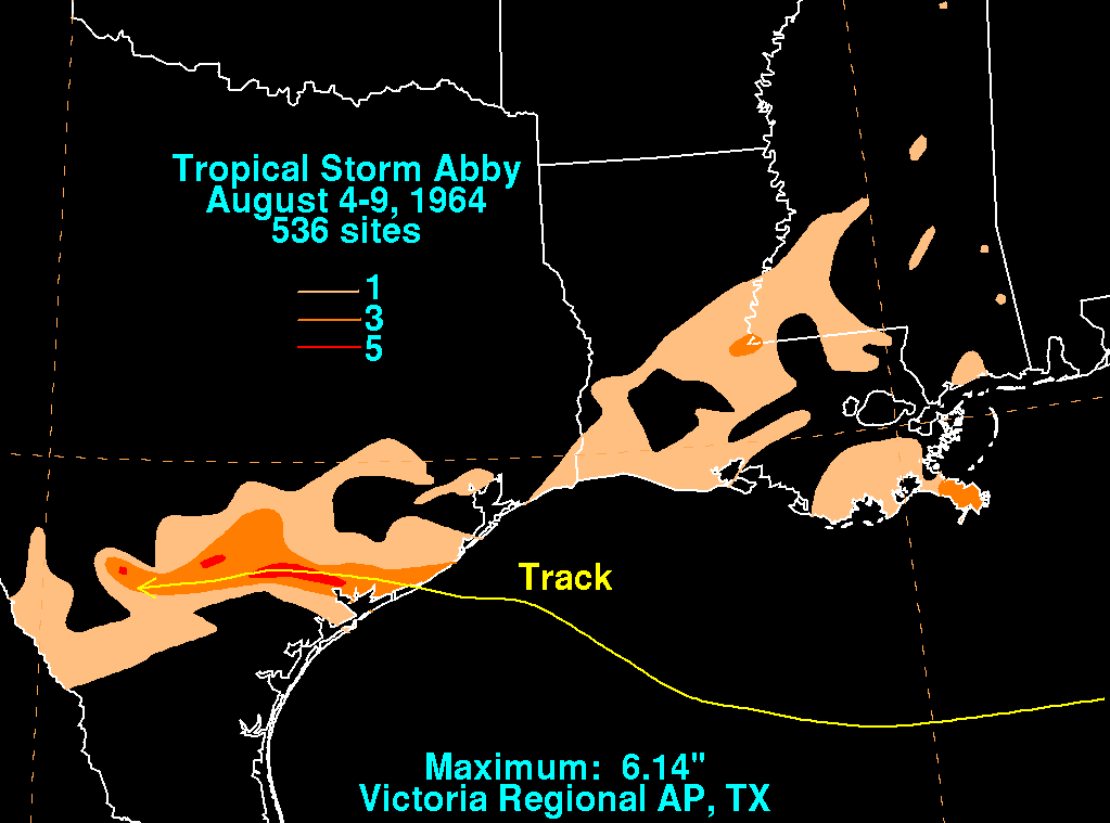 Abby (1964) Storm Total Rainfall
