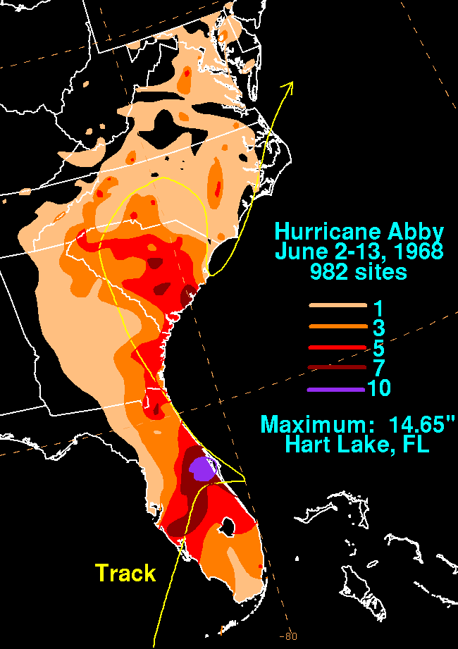 Abby (1968) Storm Total Rainfall
