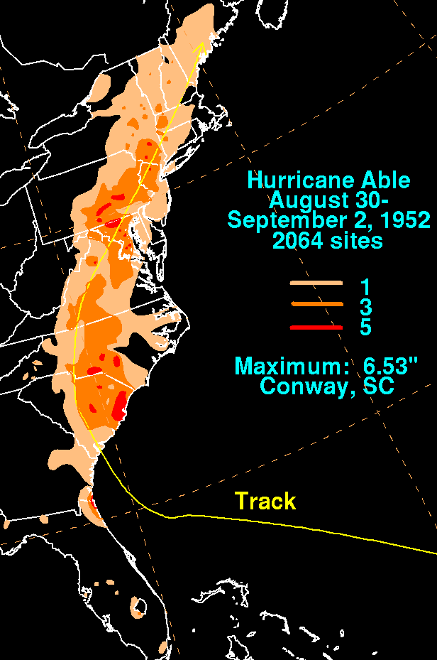 Storm Total Rainfall for Able (1952)