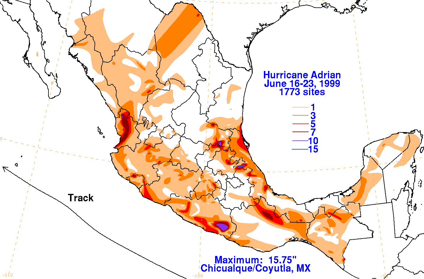 Adrian (1999) Storm Total Rainfall