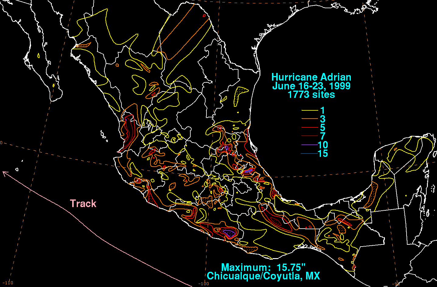 Adrian (1999) Storm Total Rainfall